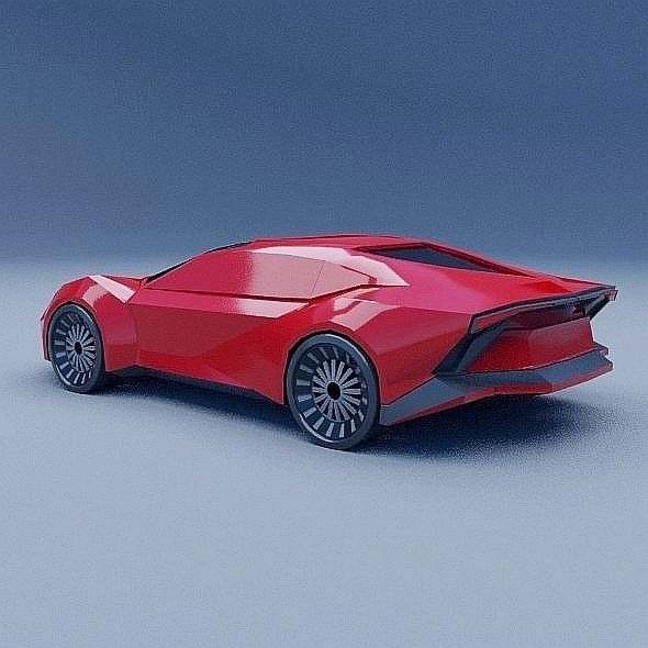 Lowpoly Futuristic vehicle concept Low-poly 3D model_3