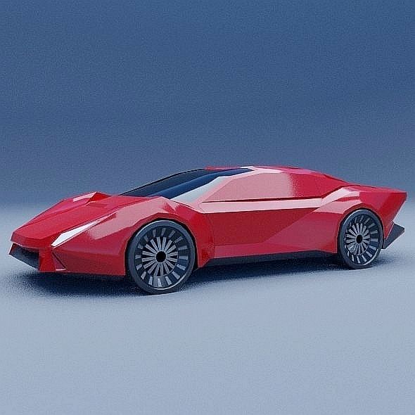 Lowpoly Futuristic vehicle concept Low-poly 3D model_7