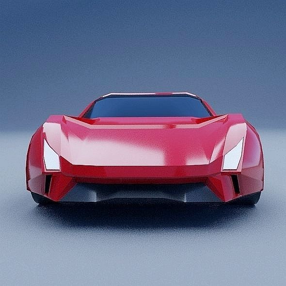 Lowpoly Futuristic vehicle concept Low-poly 3D model_4