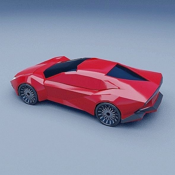 Lowpoly Futuristic vehicle concept Low-poly 3D model_6