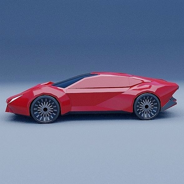 Lowpoly Futuristic vehicle concept Low-poly 3D model_2