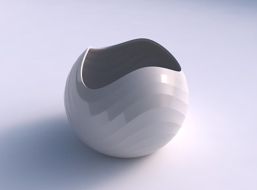 Bowl Spheric wavy with small horizontal sections 3D print model_0