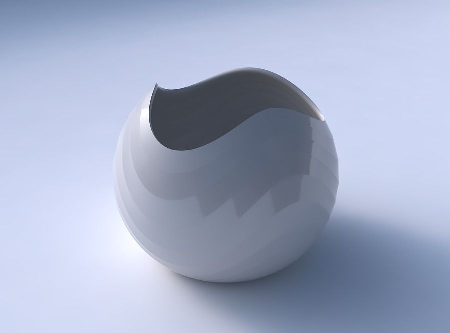 Bowl Spheric wavy with small horizontal sections 3D print model_3