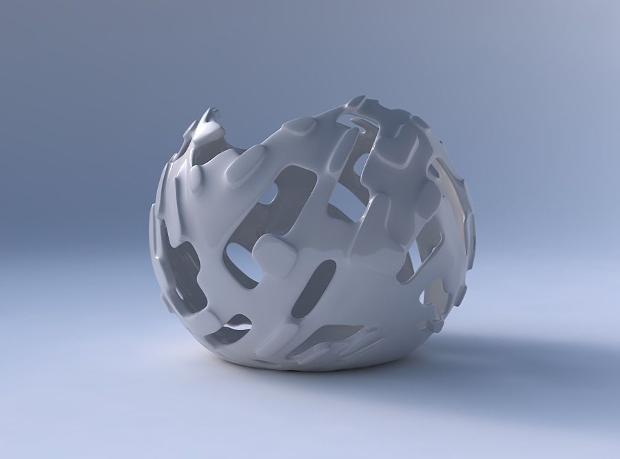 Bowl Spheric wavy with smooth cuts and bulges   3D print model_4