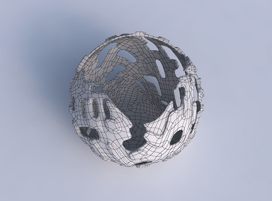 Bowl Spheric wavy with smooth cuts and bulges   3D print model_6