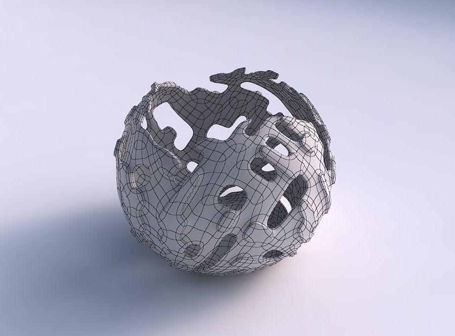 Bowl Spheric wavy with smooth cuts and bulges   3D print model_5