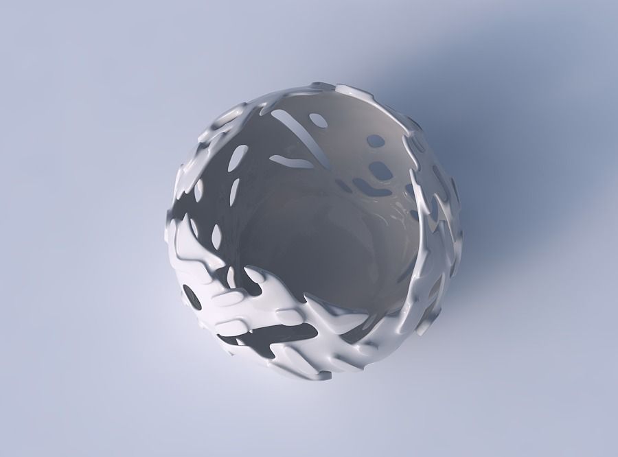 Bowl Spheric wavy with smooth cuts and bulges   3D print model_2