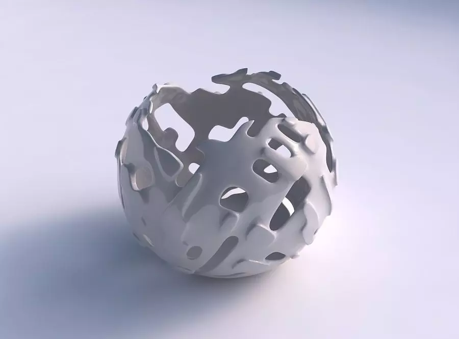 Bowl Spheric wavy with smooth cuts and 3D print model