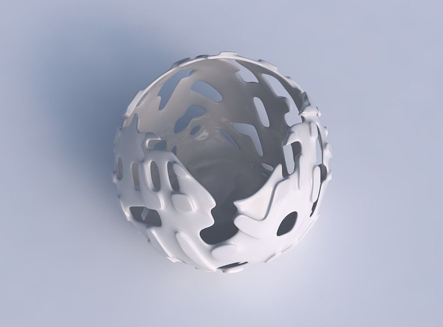 Bowl Spheric wavy with smooth cuts and bulges   3D print model_1