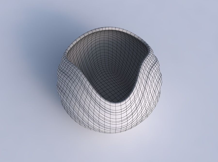 Bowl Spheric wavy with smooth horizontal ribbons 3D print model_6