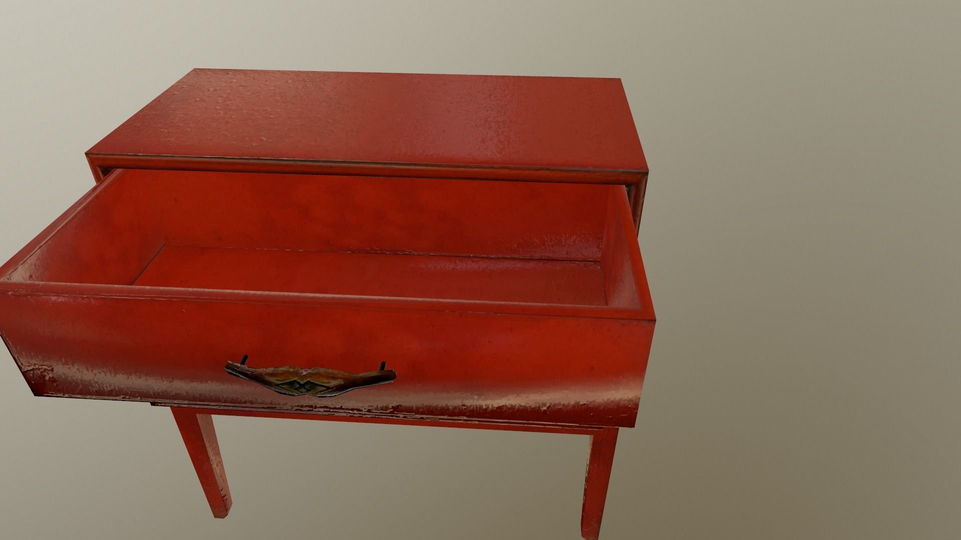 Red wooden furniture Low-poly 3D model_2