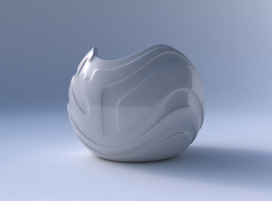 Bowl Spheric wavy with smooth ribbons 3D print model_4