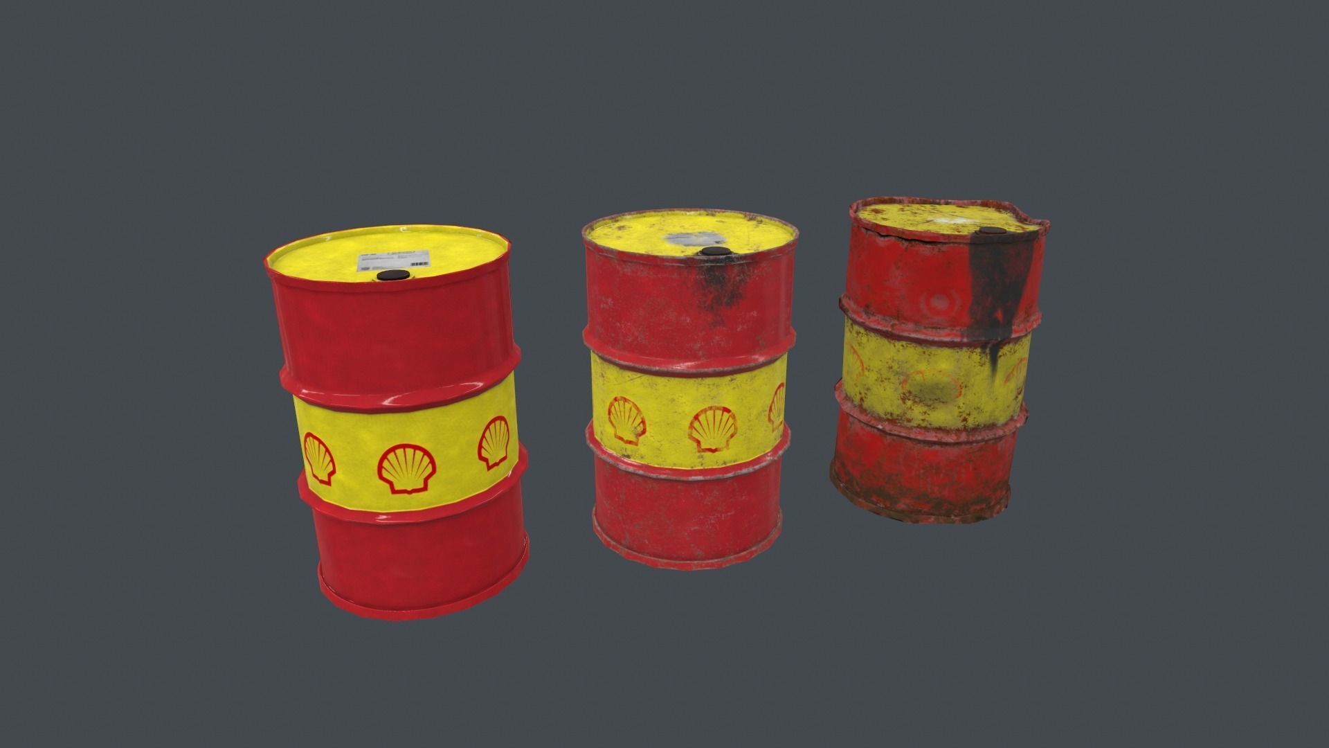 Shell Barrel 3 in 1 Low Poly Low-poly 3D model_0