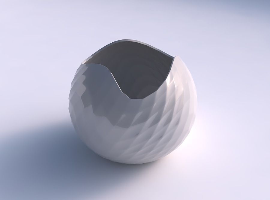 Bowl Spheric wavy with uniform polygons 3D print model