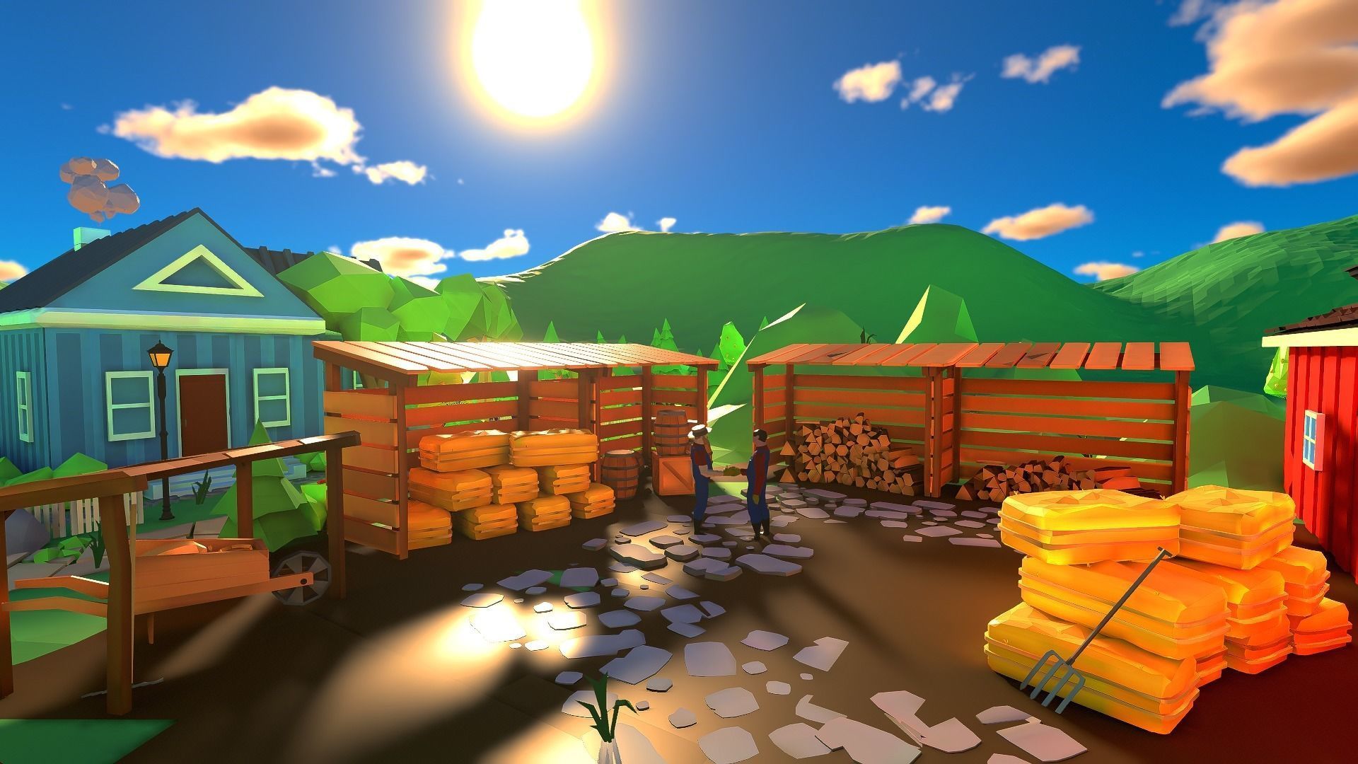 Village Low-poly 3D model_2