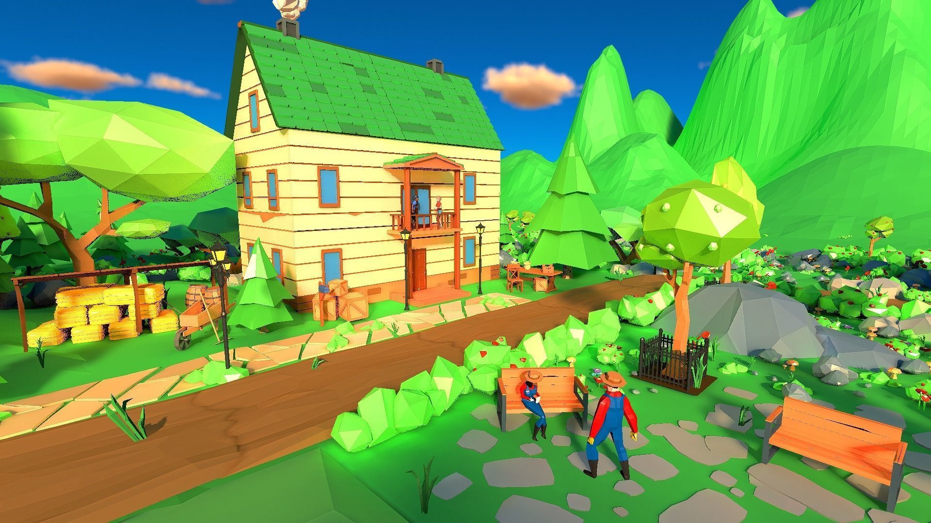 Village Low-poly 3D model_12