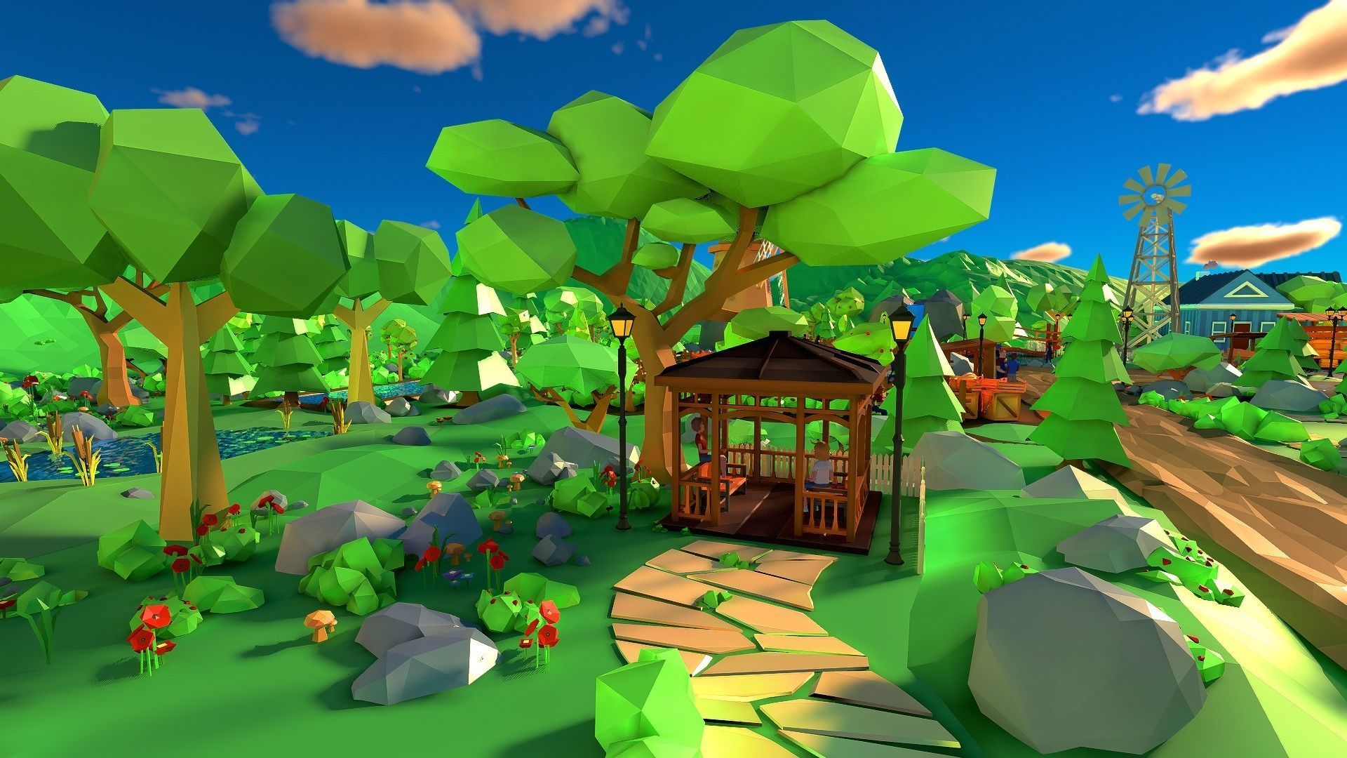 Village Low-poly 3D model_7