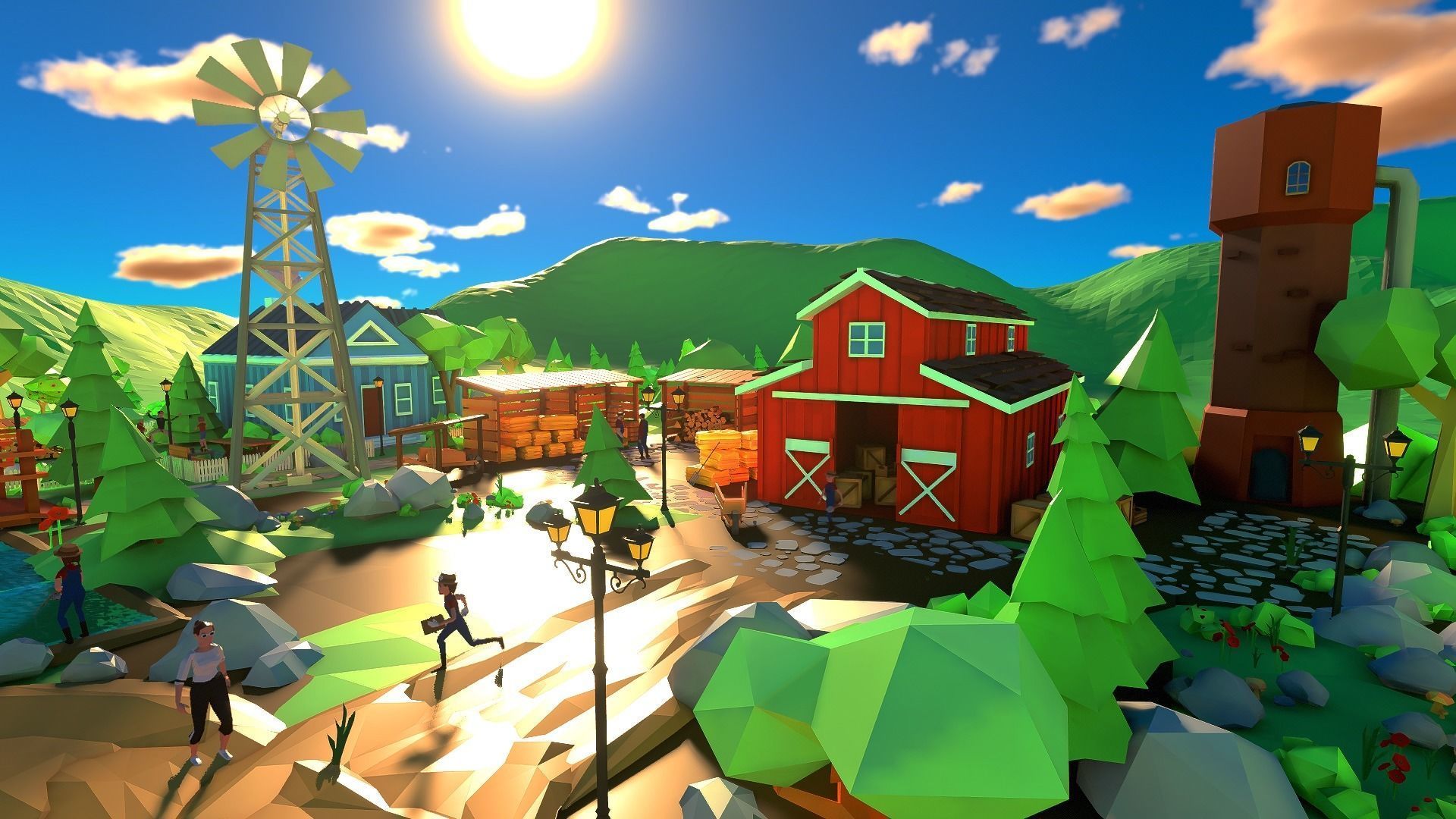Village Low-poly 3D model_8