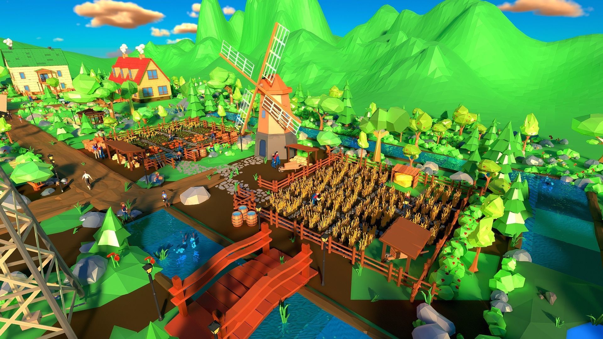 Village Low-poly 3D model_3