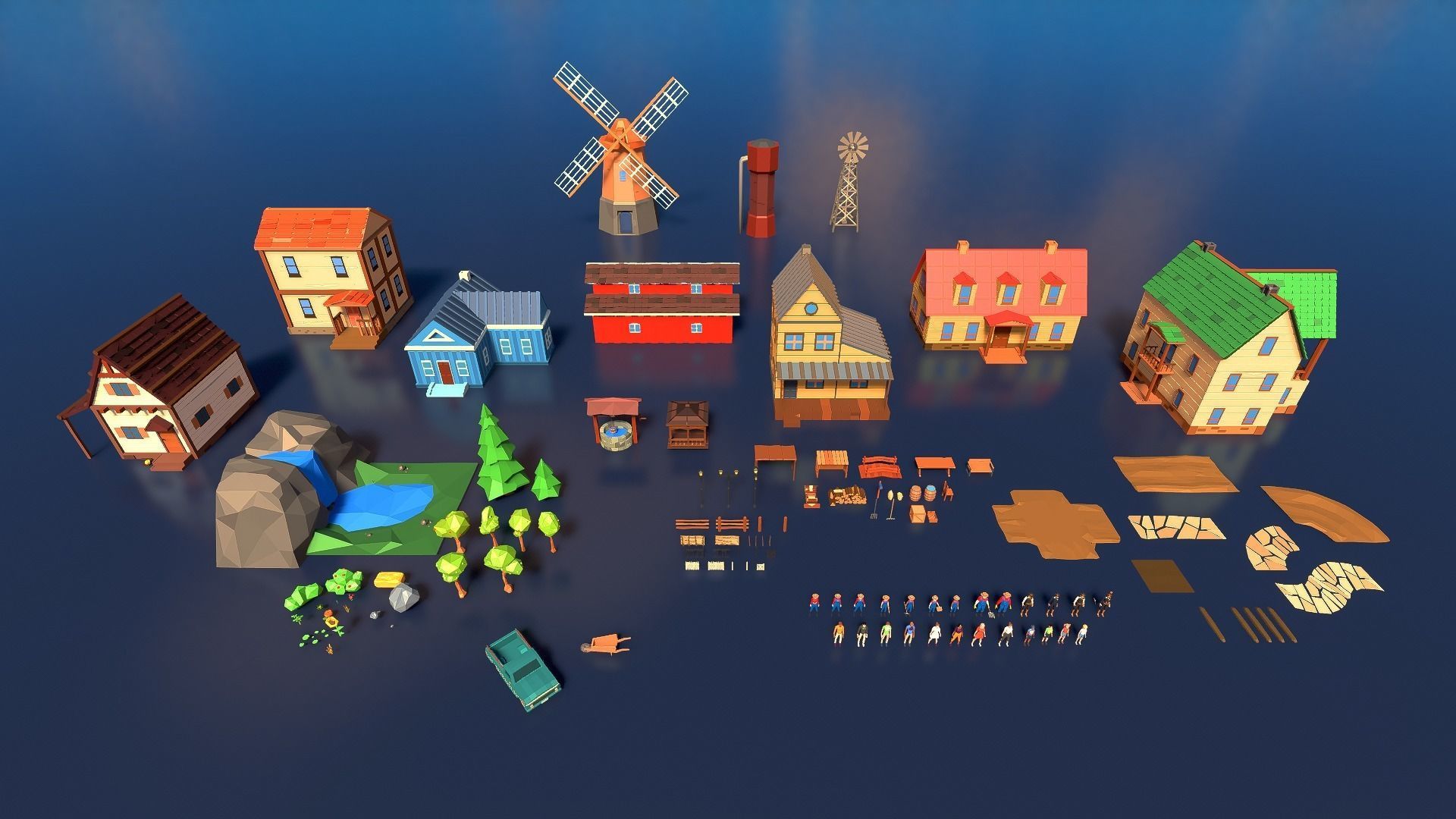 Village Low-poly 3D model_15