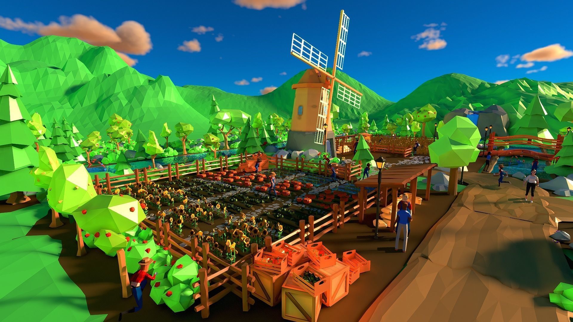 Village Low-poly 3D model_5