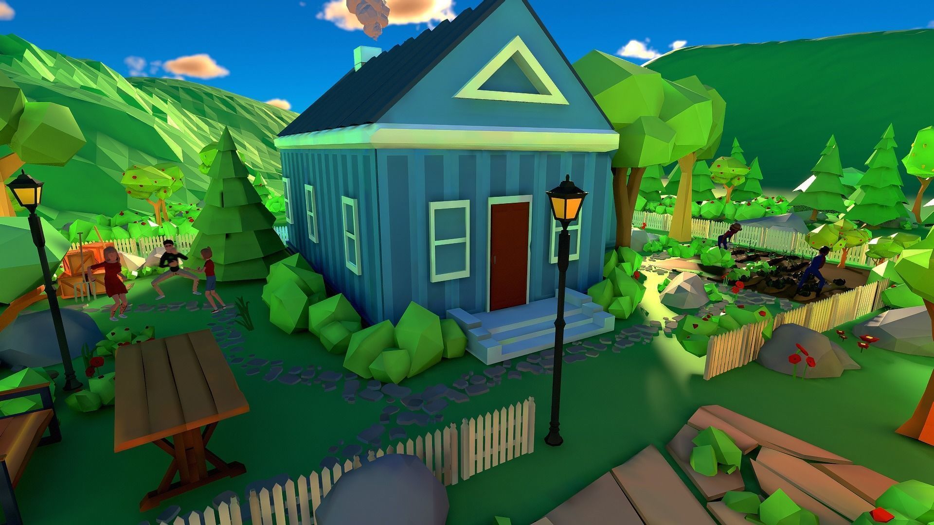 Village Low-poly 3D model_6