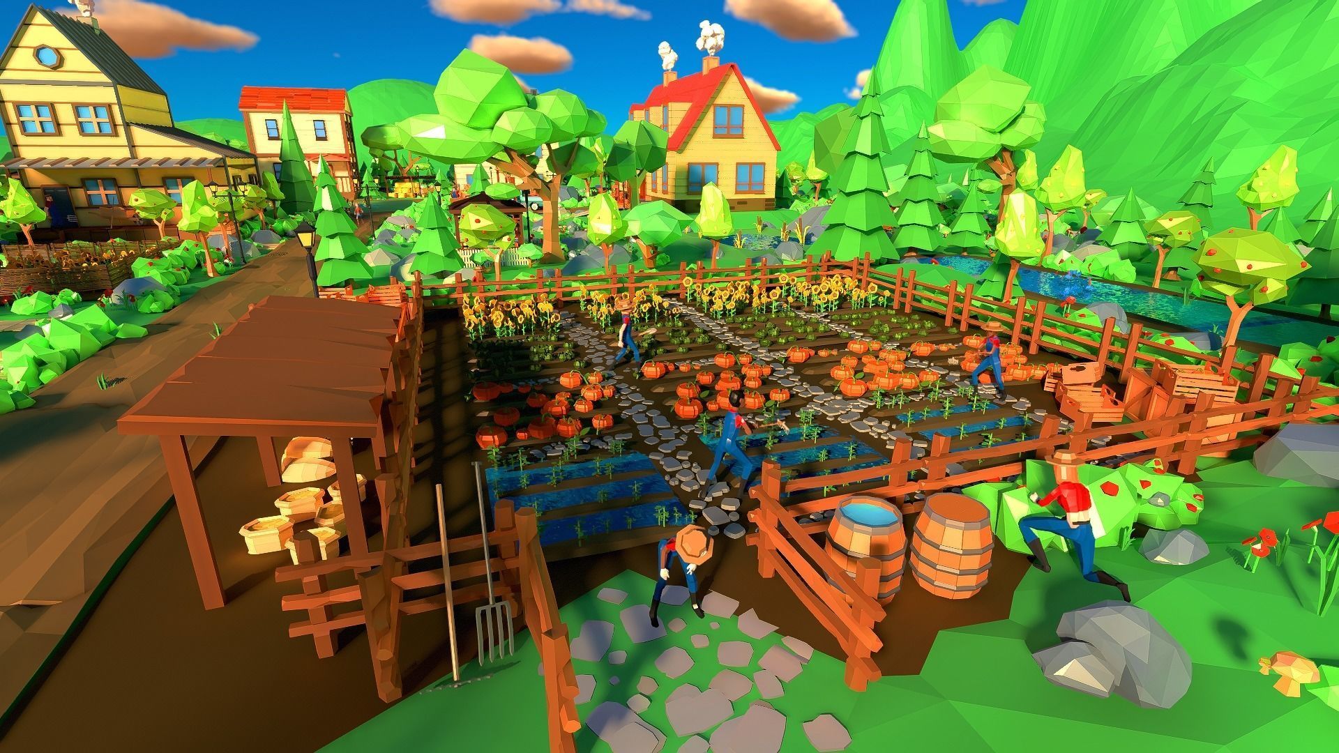 Village Low-poly 3D model_10