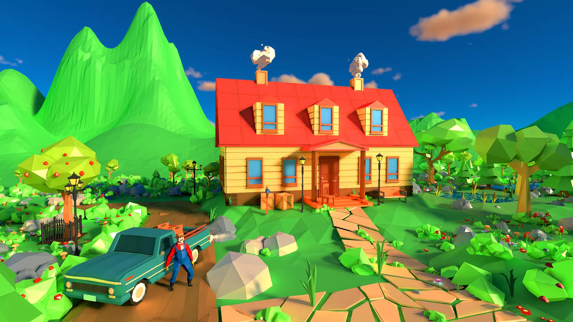 Village Low-poly 3D model_0