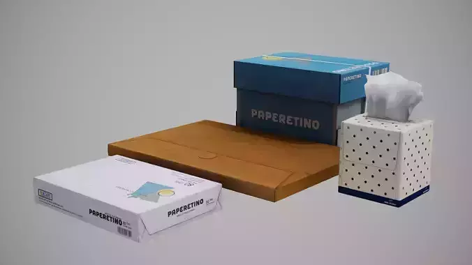 Paper Boxes Free low-poly 3D model