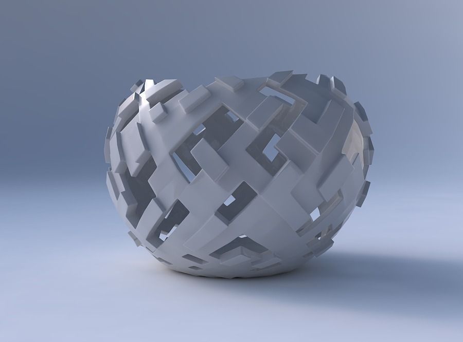 Bowl compressed 2 with cuts and bulges 3D print model_4