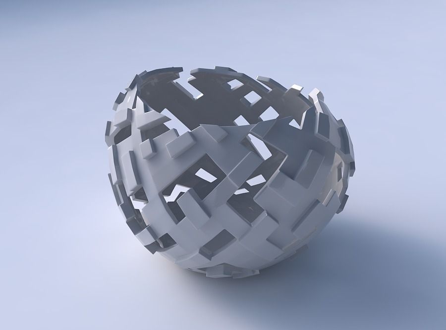 Bowl compressed 2 with cuts and bulges 3D print model_3