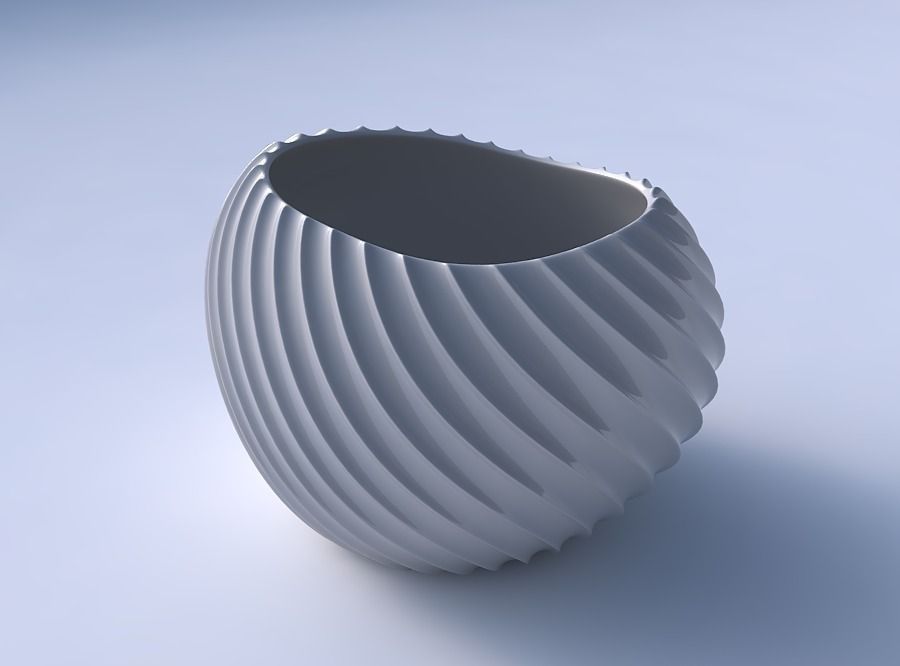 Bowl compressed 2 with extruded vertical lines 2 3D print model_3