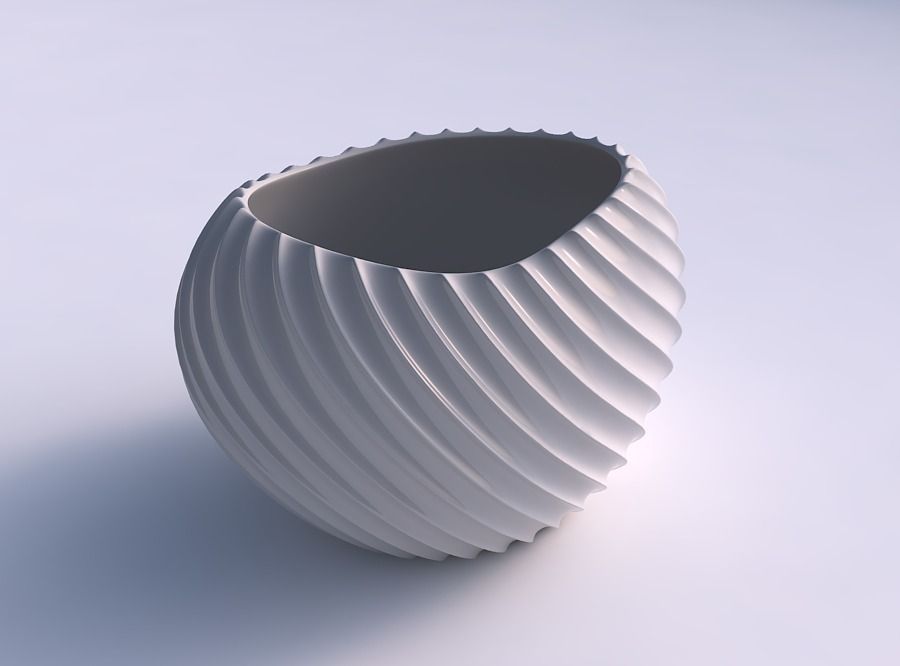 Bowl compressed 2 with extruded vertical lines 2 3D print model_0