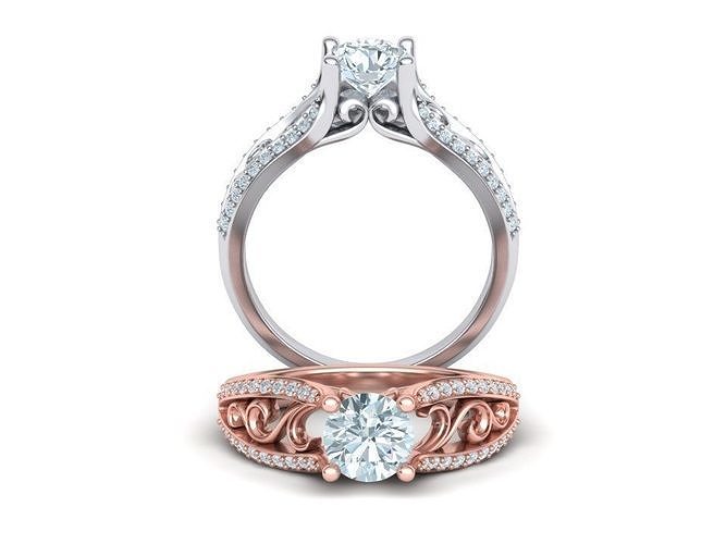 1ct Barocco Engagement ring printable ring 3D print model