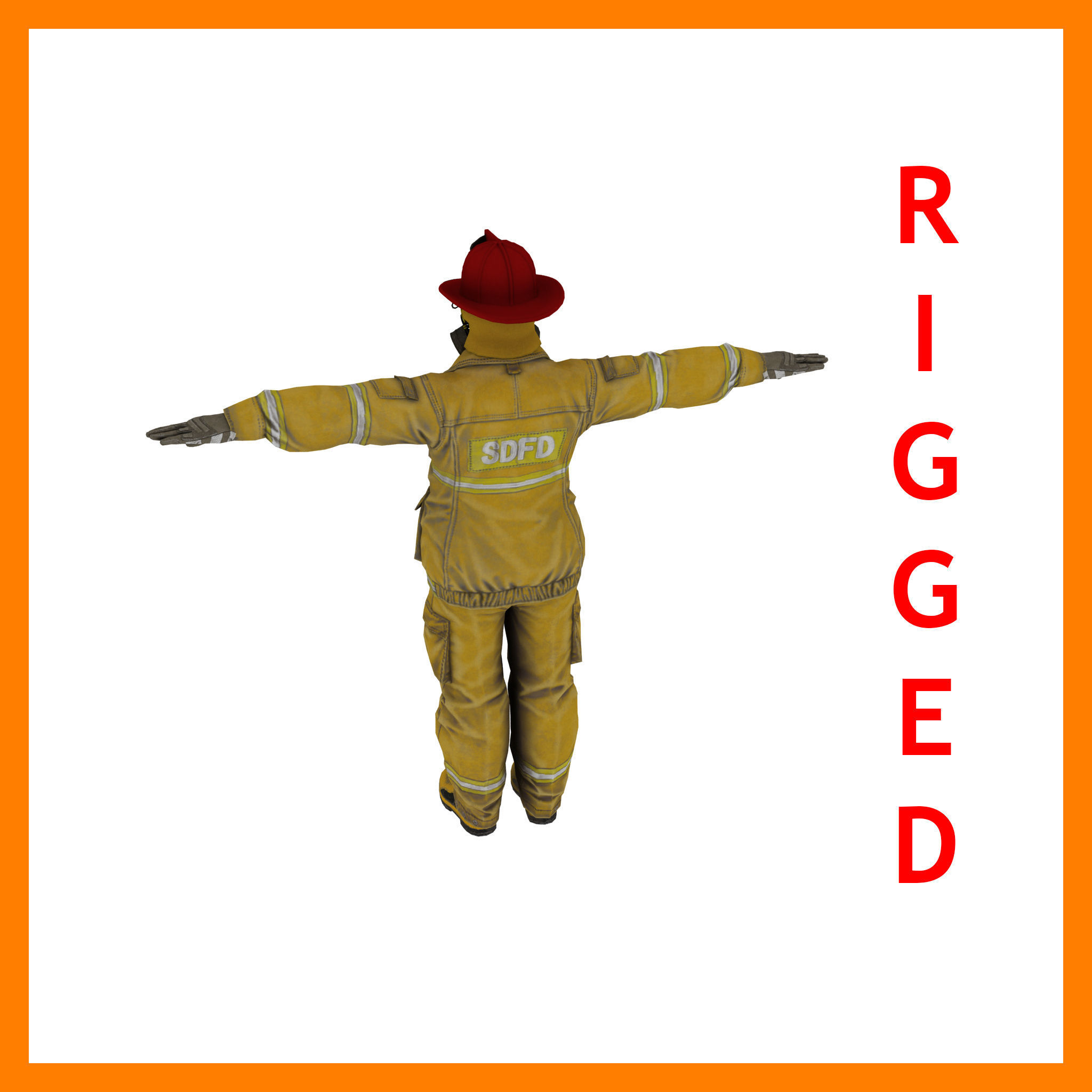 Fire Fighter Man Low-poly 3D model_2