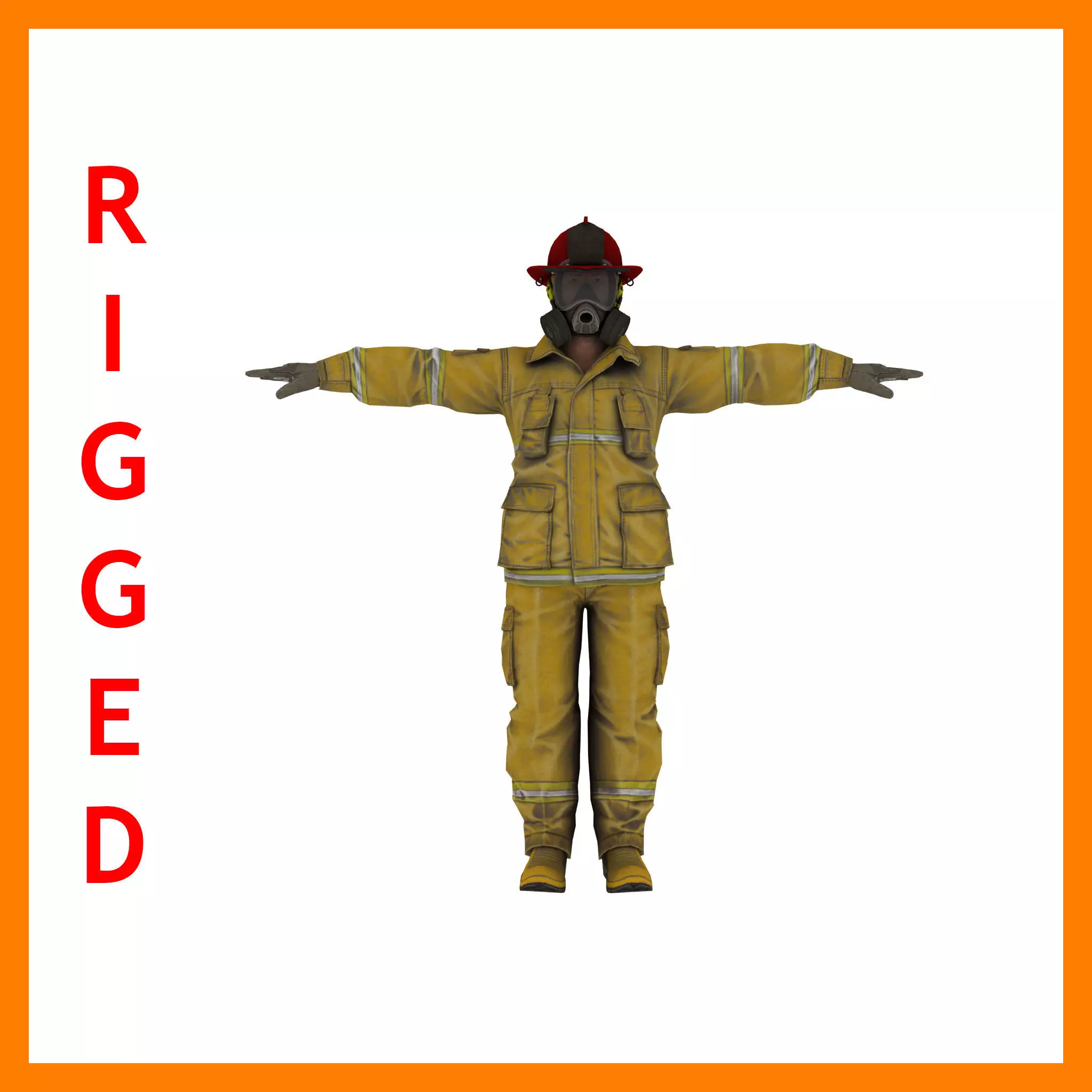 Fire Fighter Man Low-poly 3D model_0