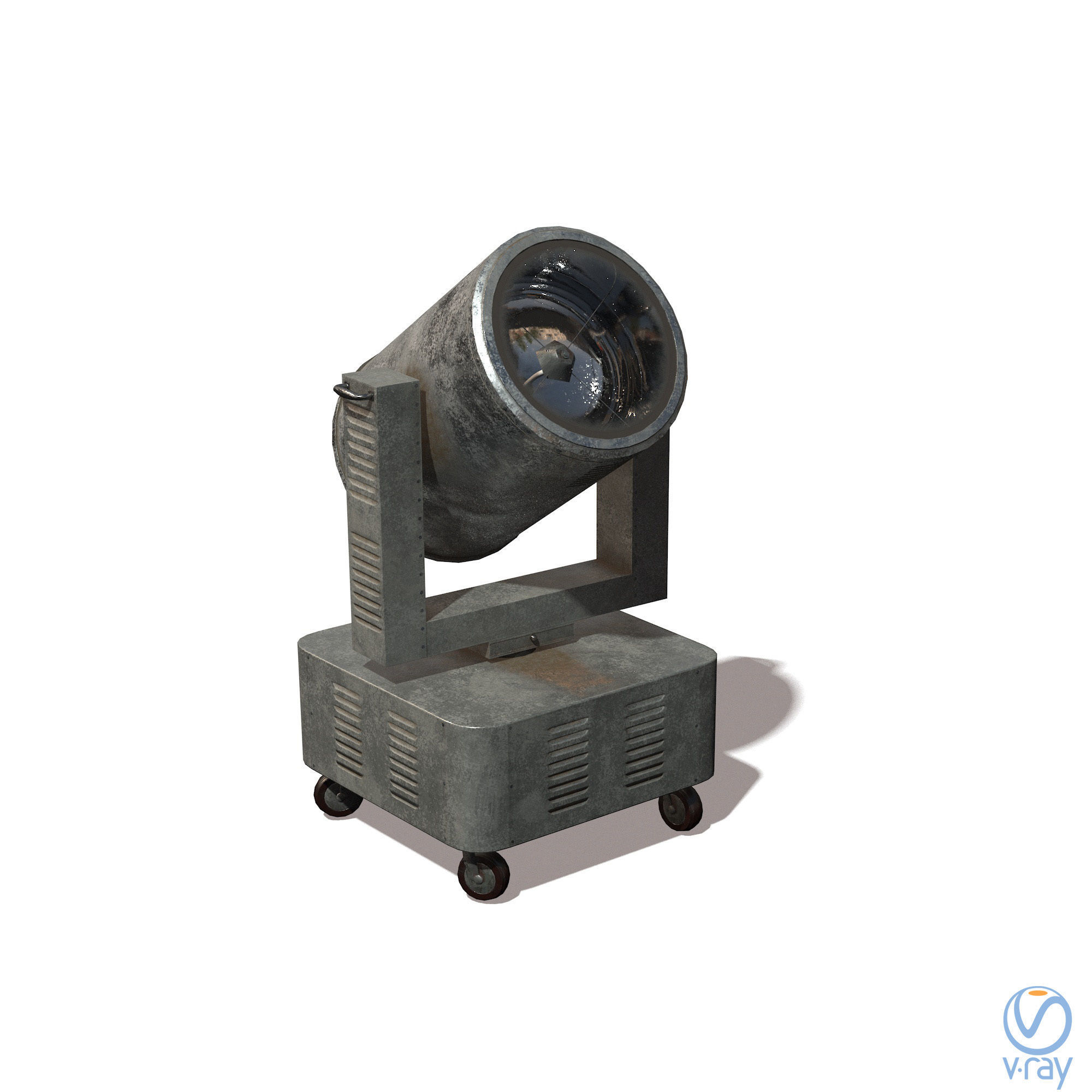 RIGED Searchlight 3d model Low-poly 3D model_10