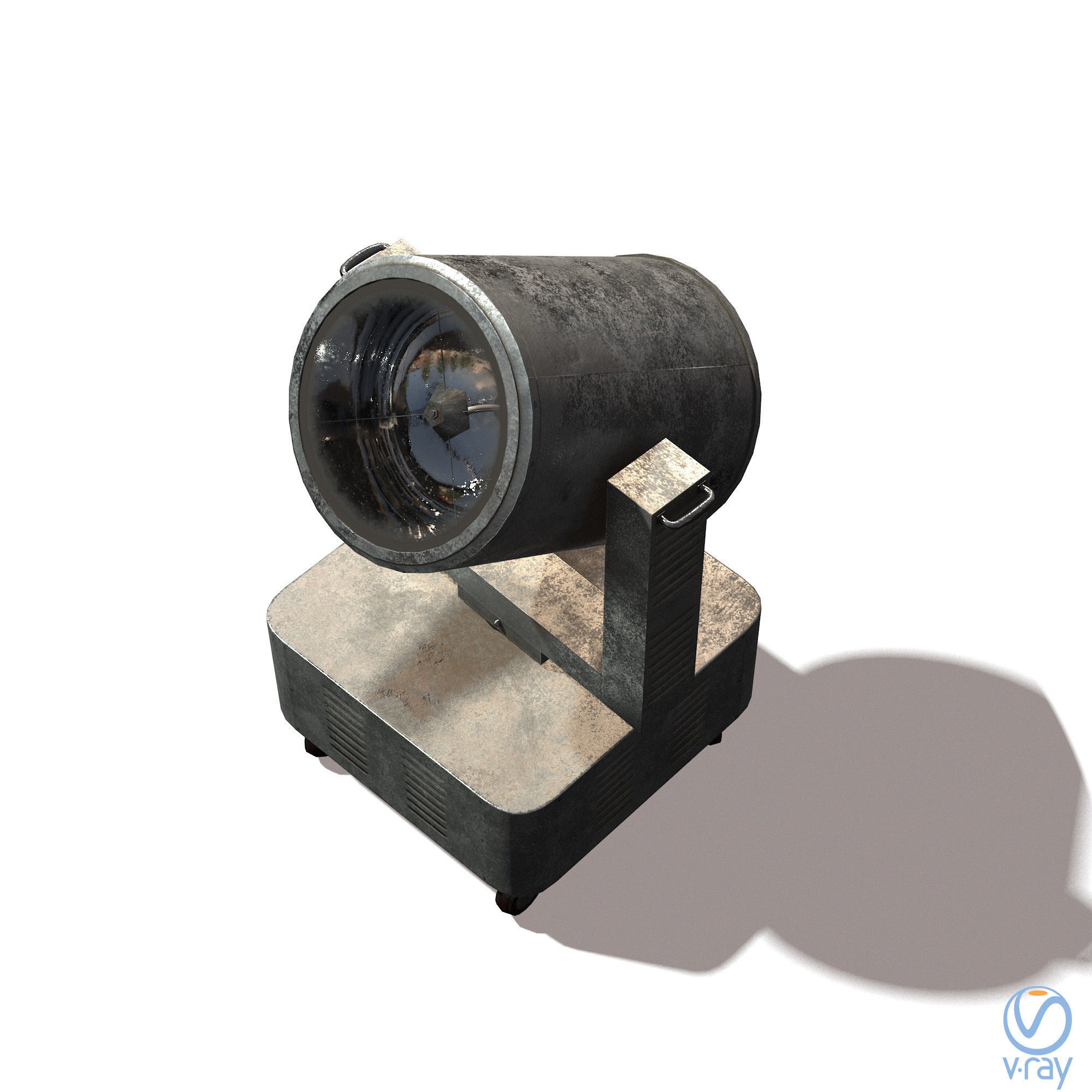 RIGED Searchlight 3d model Low-poly 3D model_11