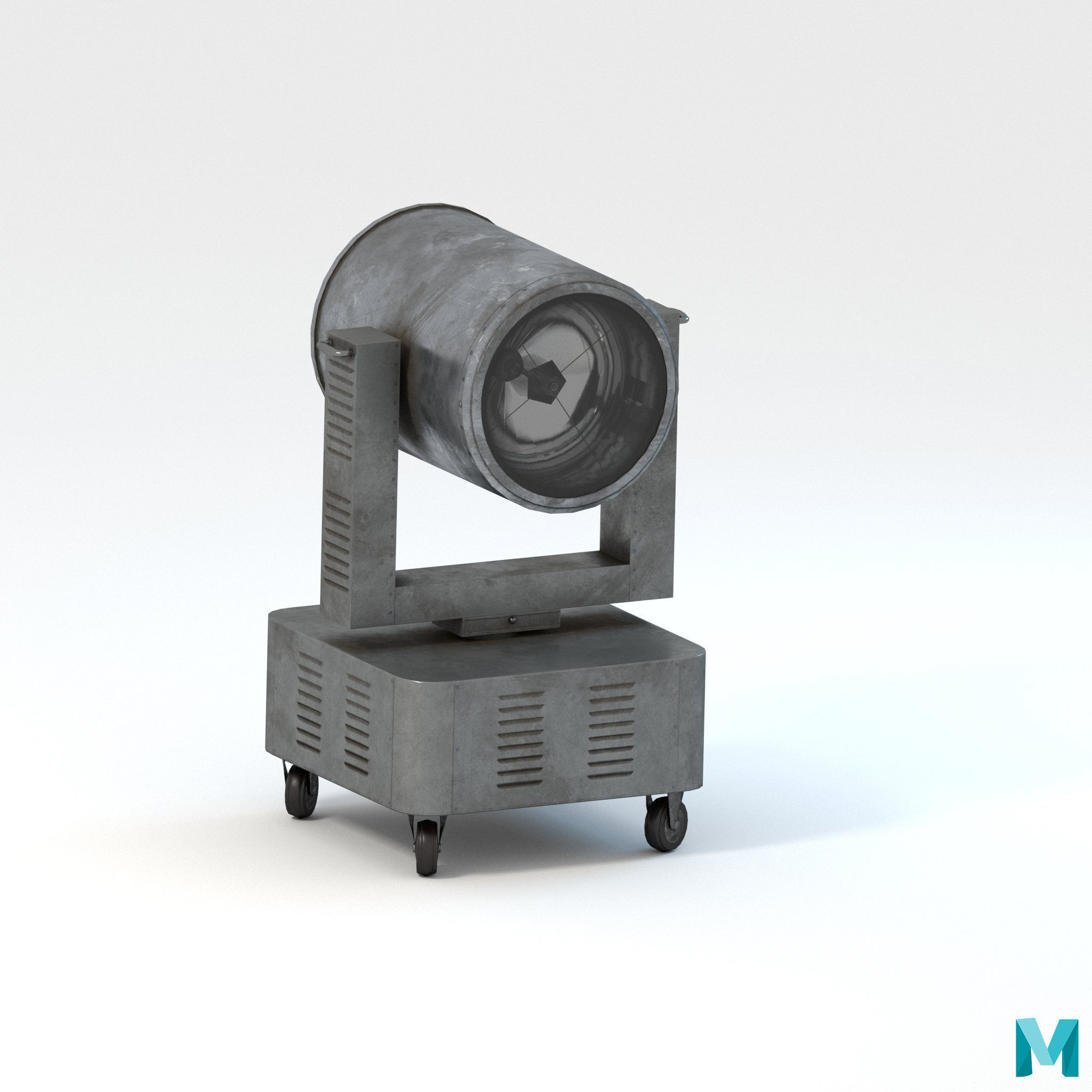 RIGED Searchlight 3d model Low-poly 3D model_13