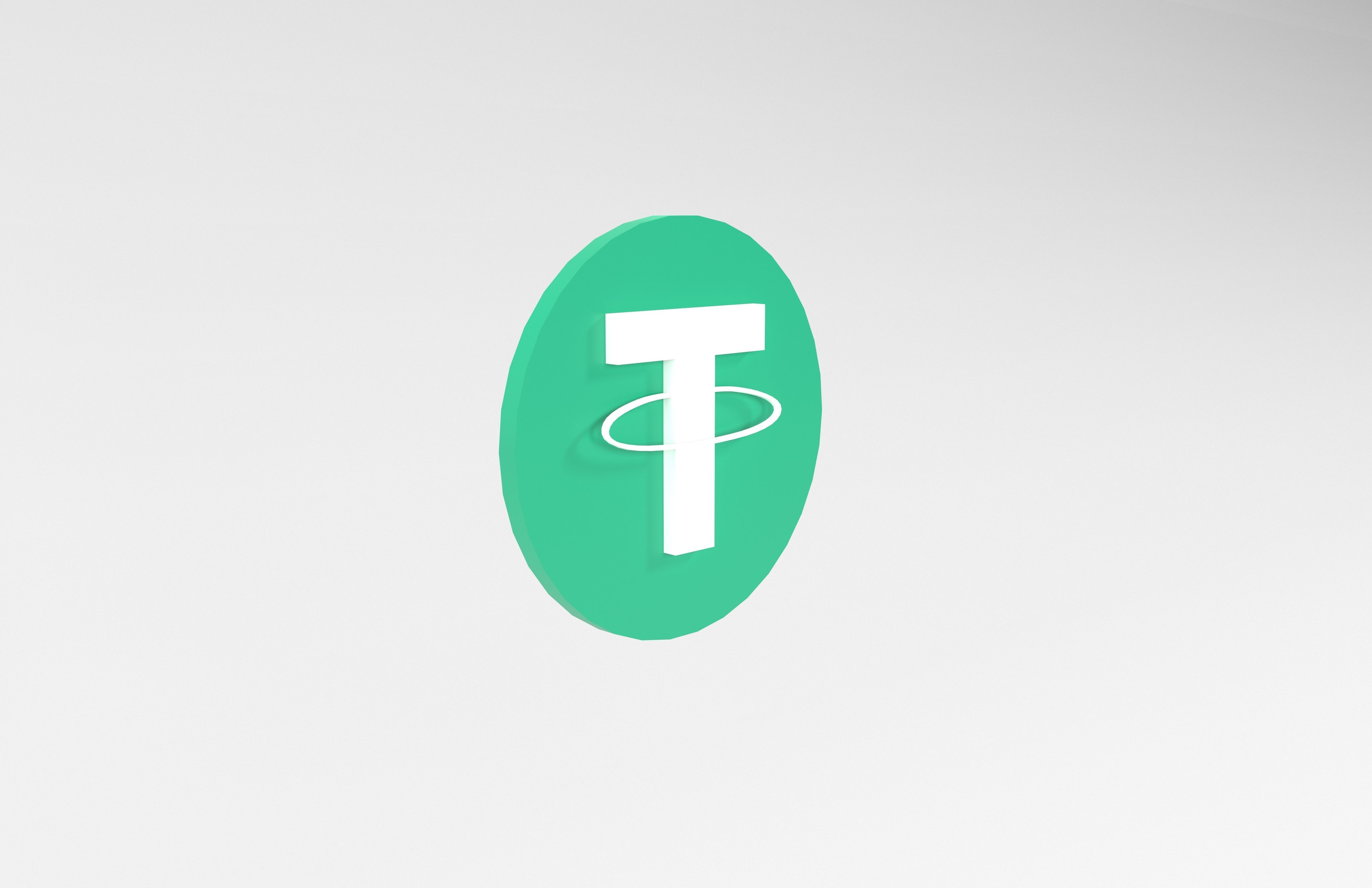 Tether USDT Coin v2 001 Low-poly 3D model_3