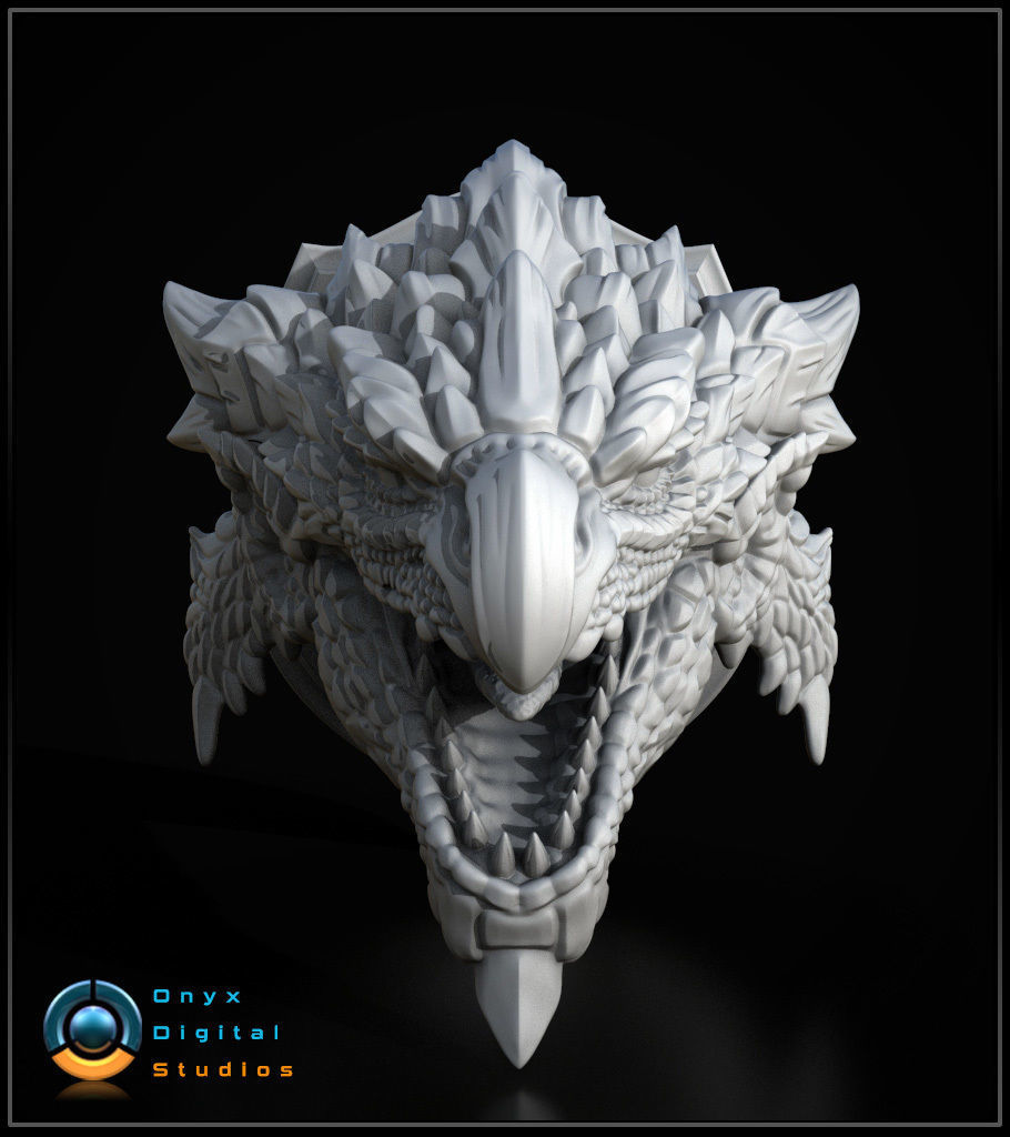3D Printable Monster hunter wall trophy - Rathalos 3D print model_2