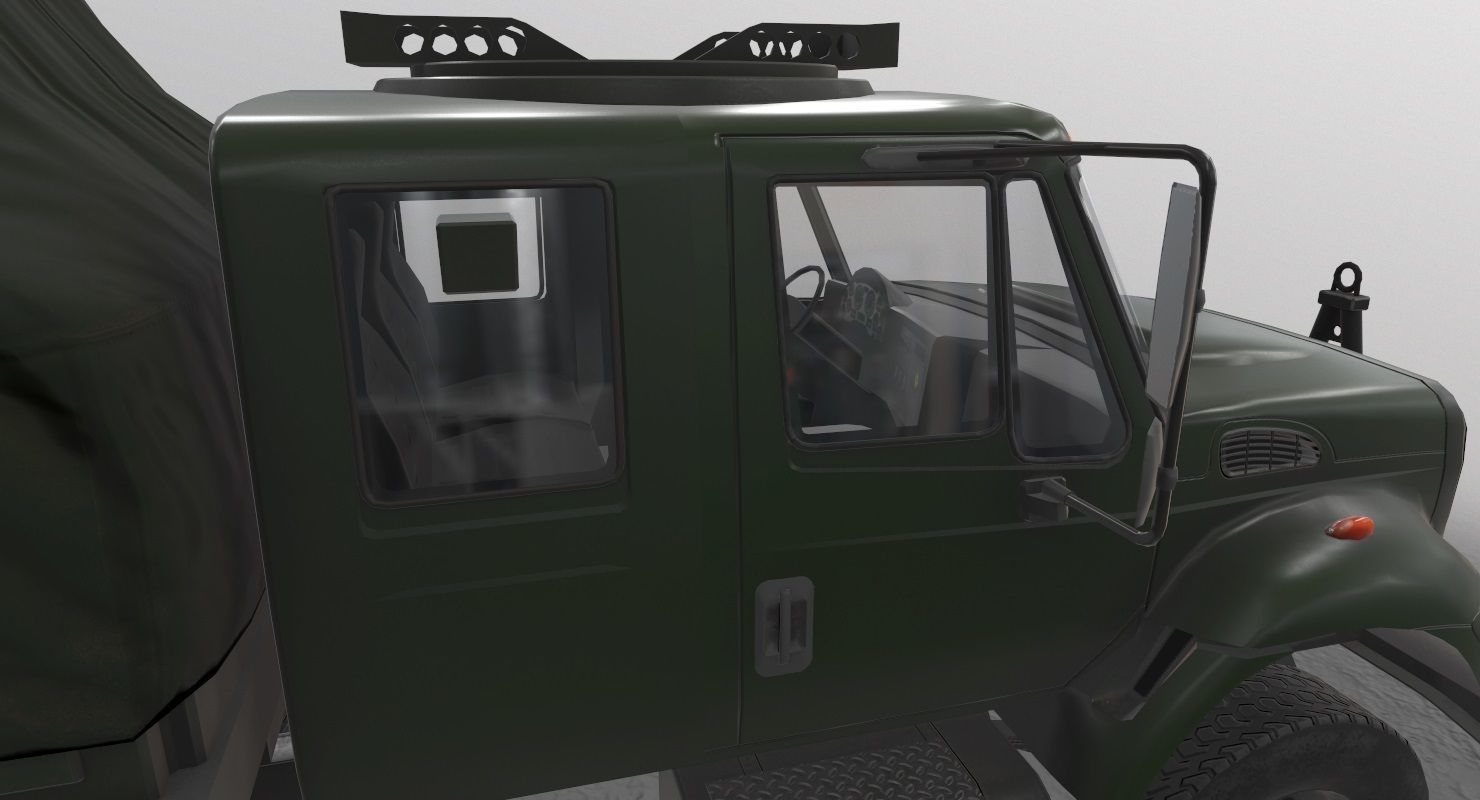 Military Truck Green Low-poly 3D model_6