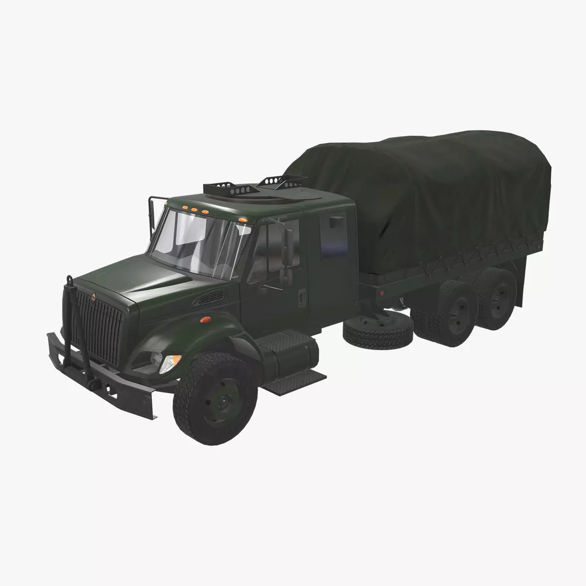 Military Truck Green Low-poly 3D model_0