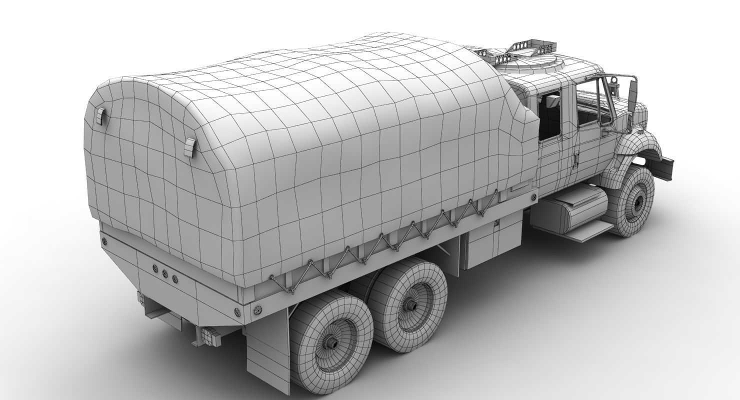 Military Truck Green Low-poly 3D model_11