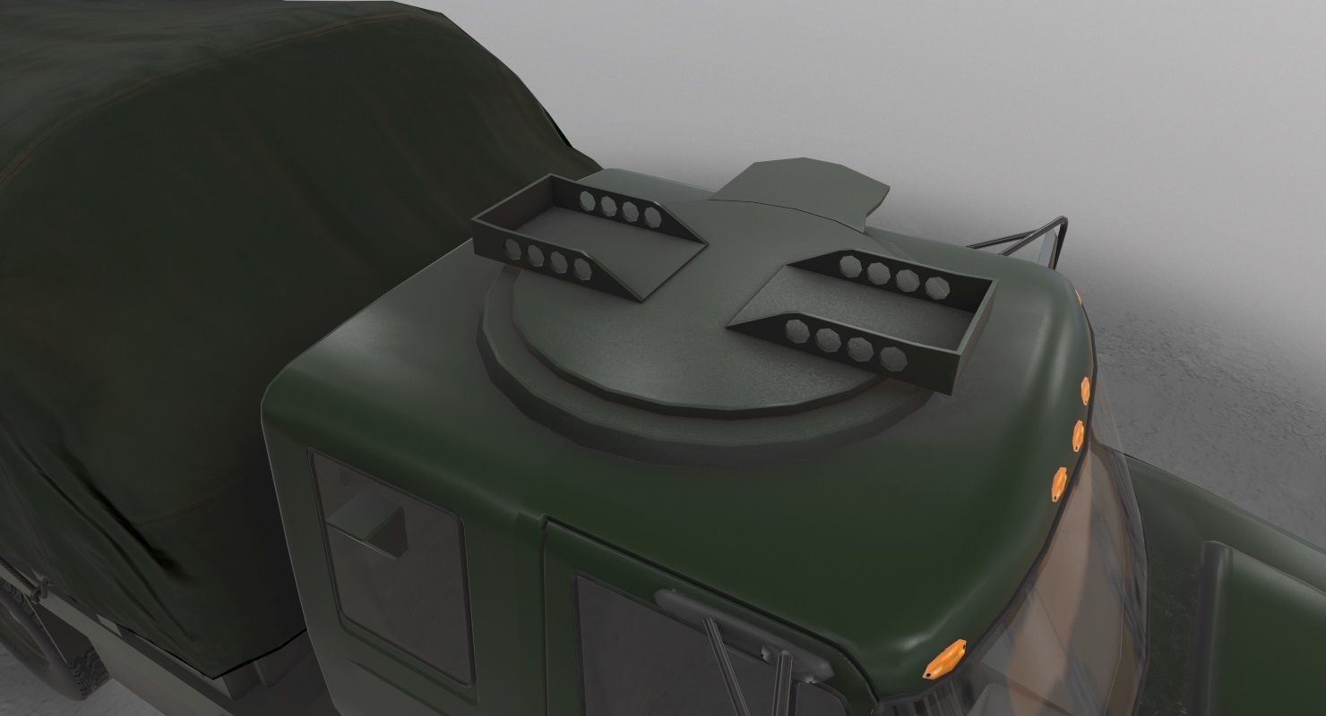 Military Truck Green Low-poly 3D model_8