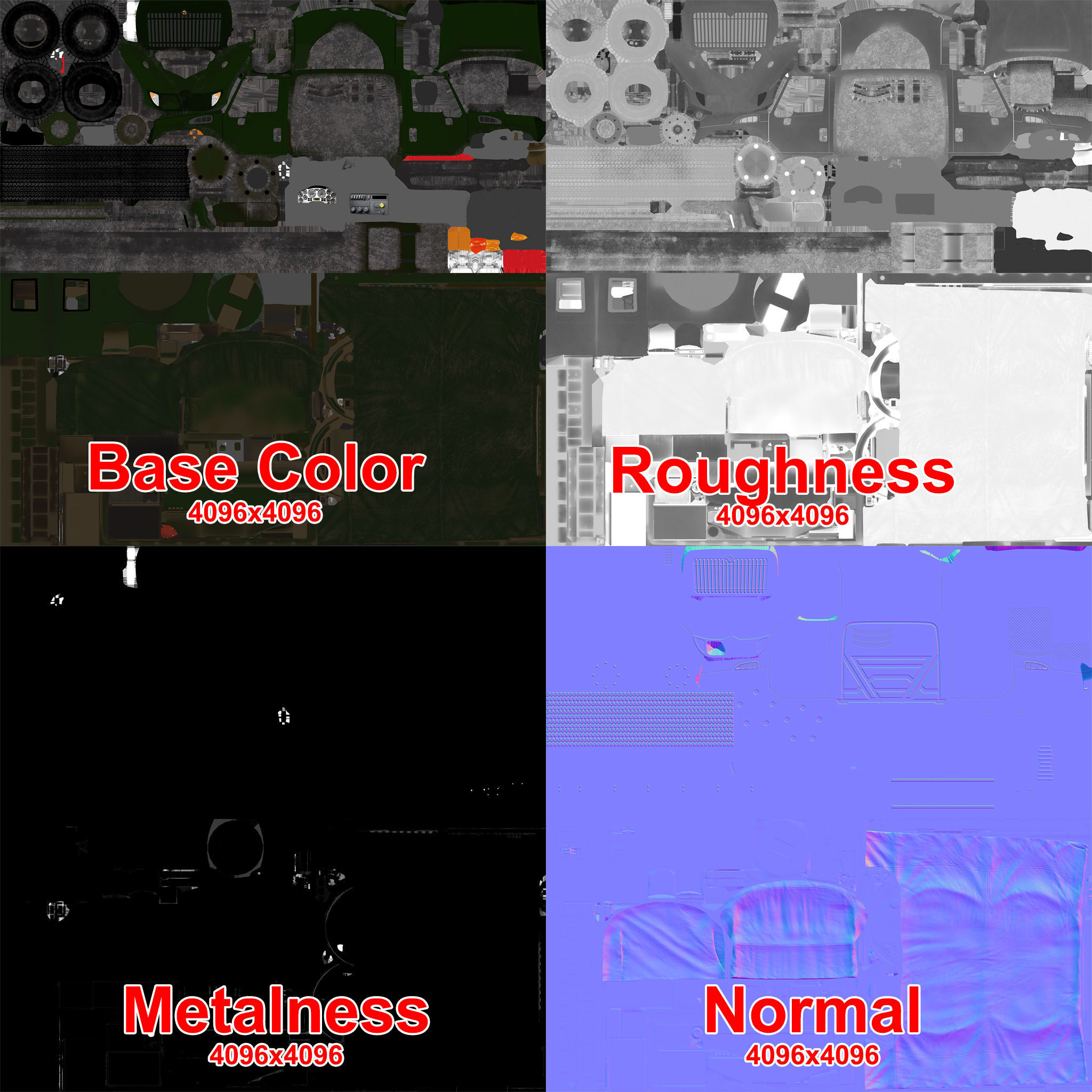 Military Truck Green Low-poly 3D model_14