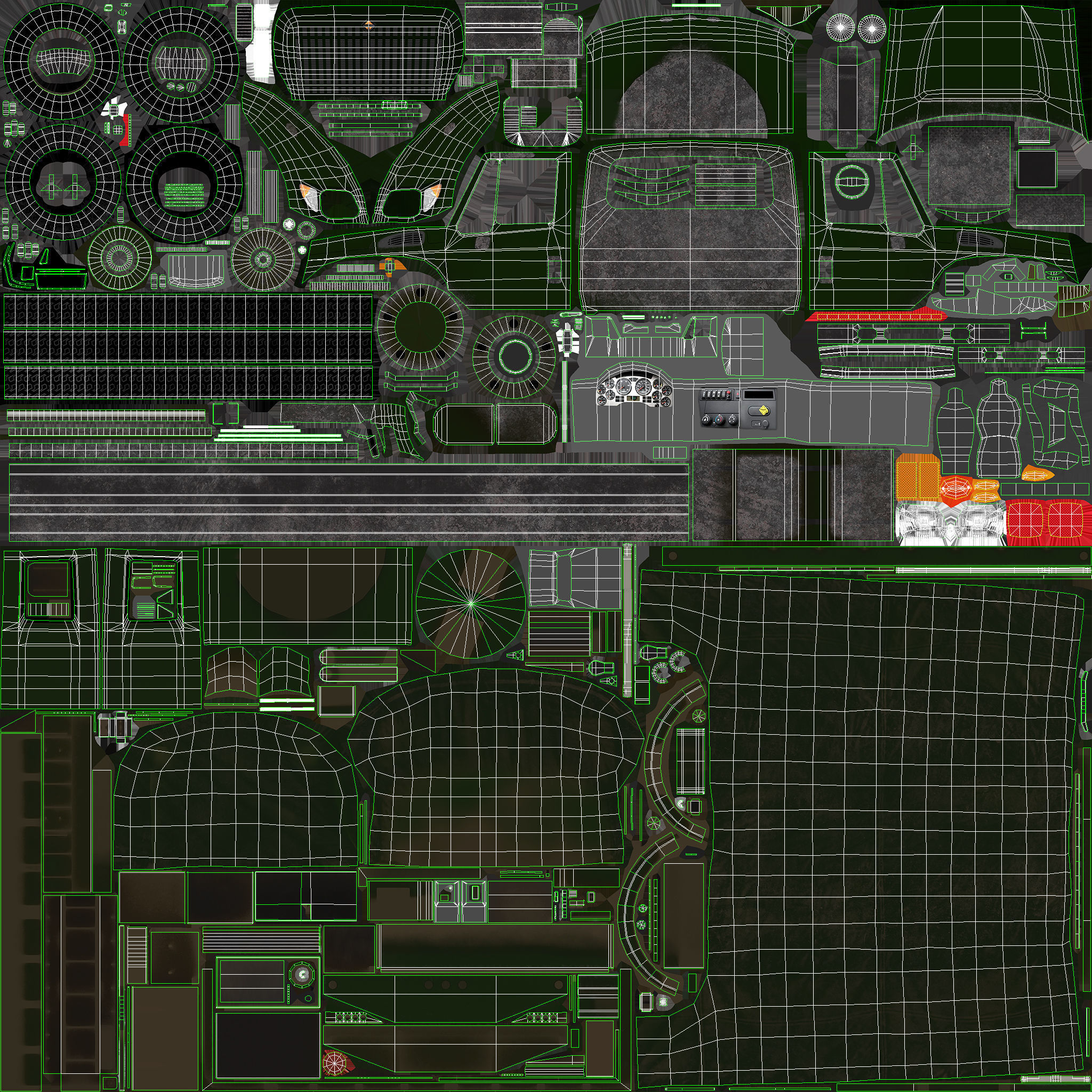 Military Truck Green Low-poly 3D model_15