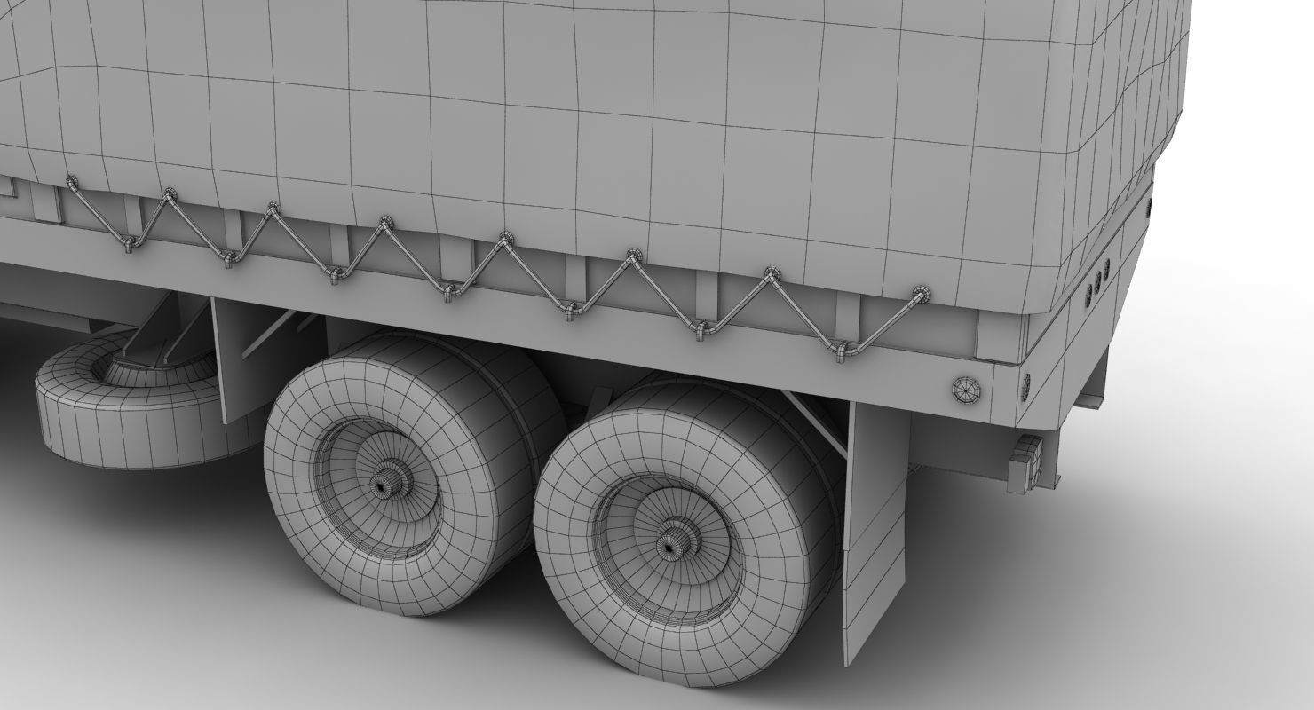 Military Truck Green Low-poly 3D model_10