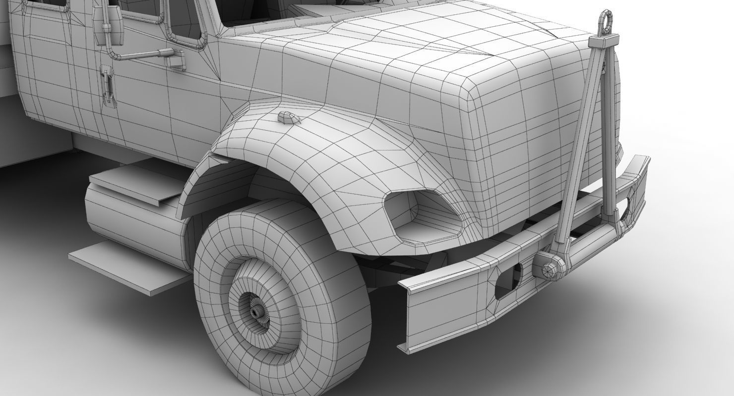 Military Truck Green Low-poly 3D model_12