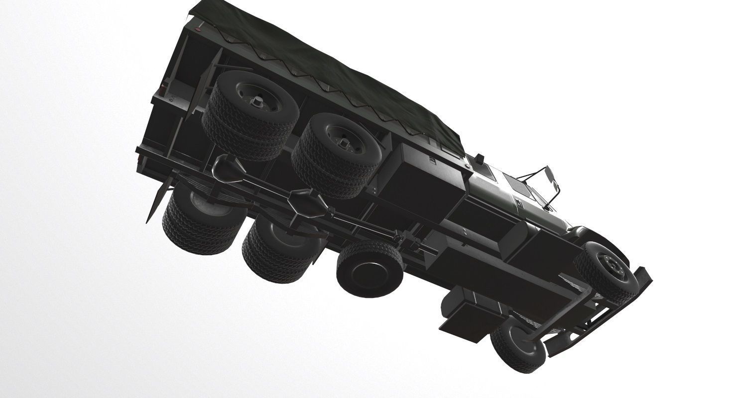 Military Truck Green Low-poly 3D model_7